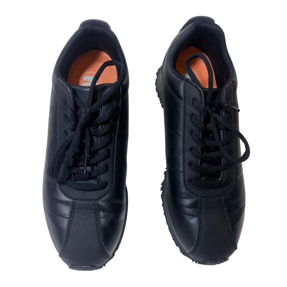 Shoes for Crews Avery Womens 8 Black Leather Slip Resistant Work Shoes Sneakers